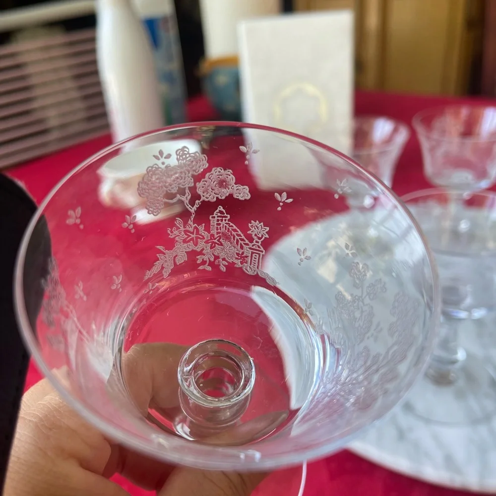 Set of 6 Vintage Fostoria Willow pattern cocktail glasses